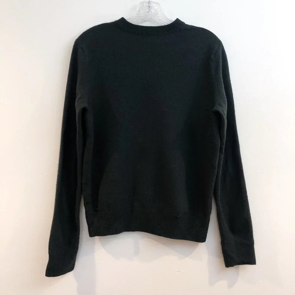 A.P.C. 100% Merino Wool Knit Crew Neck Green Distressed Crew Neck Sweater FLAWED - Picture 13 of 15